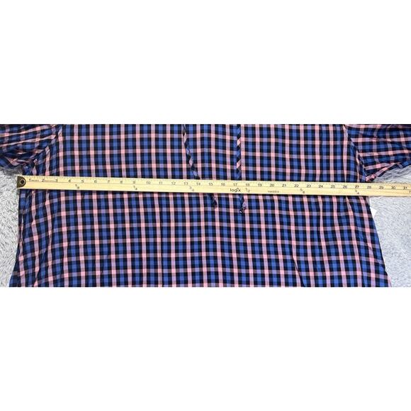 Old Navy Blouse Women XXL 2XL Blue Pink Plaid Long Sleeve Tunic V Neck Peasant - Picture 8 of 10